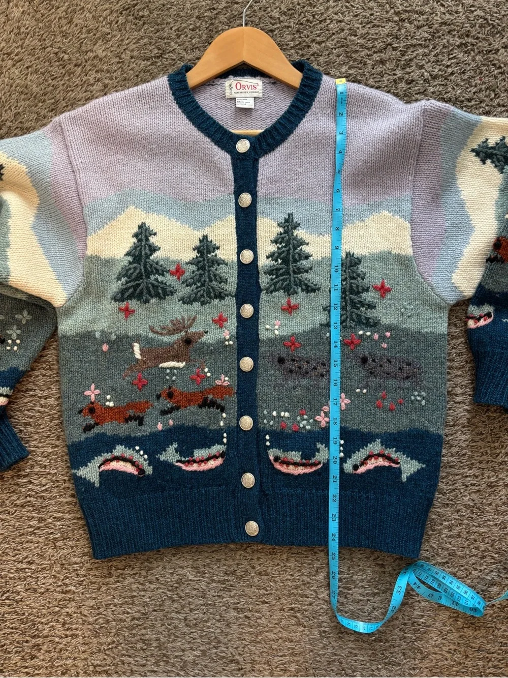 Orvis Woodland Trout Wool Sweater Cardigan - Picture 6 of 6